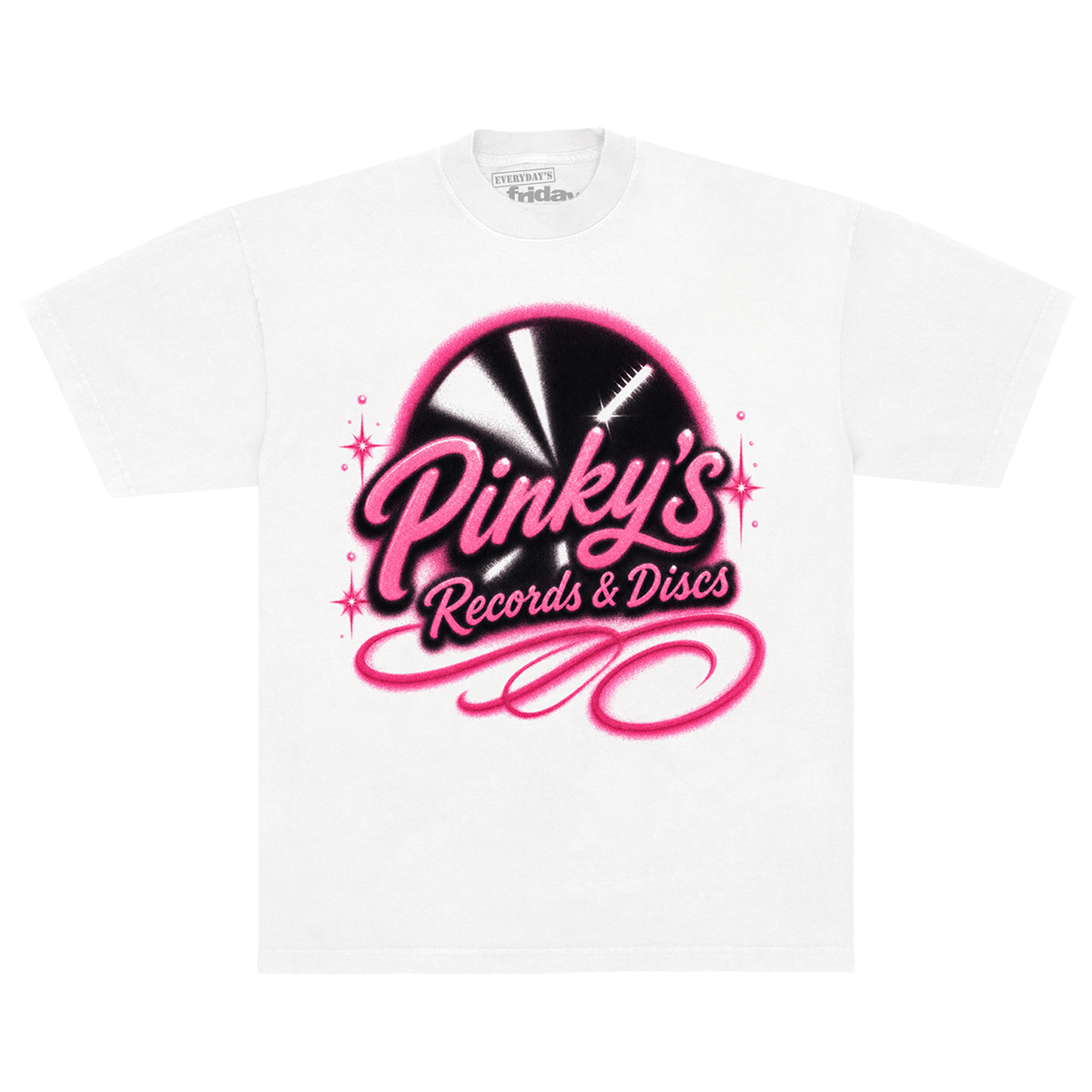 Pinky's Records & Discs Tee - White