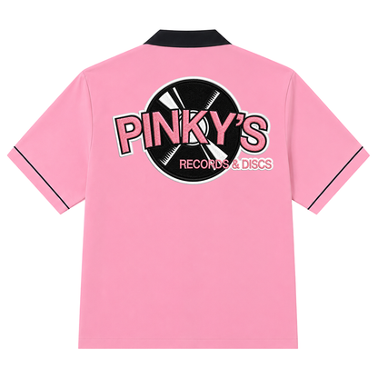 Pinky's Records & Discs Bowling Shirt - Pink