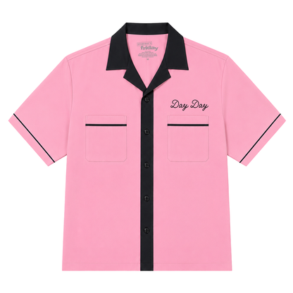 Pinky's Records & Discs Bowling Shirt - Pink